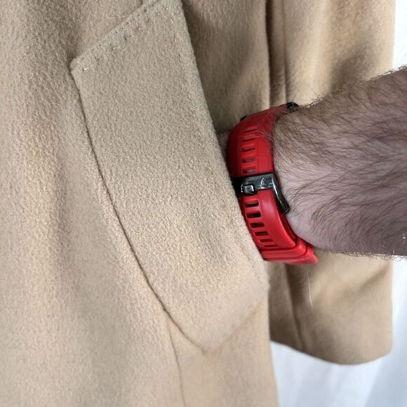 Tommy Hilfiger Long Coat Women's 12 Beige Wool Cashmere Blend 2 Button Front - Picture 6 of 10